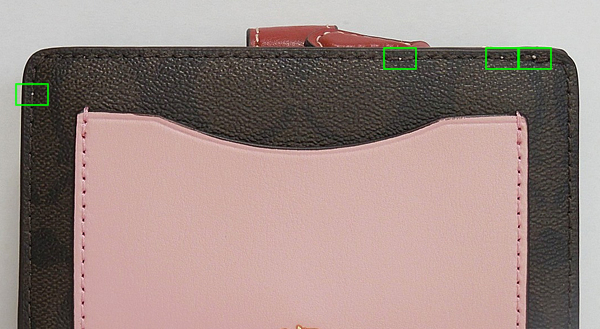 コーチ F24147茶色ピンク 縫い糸の色付き
