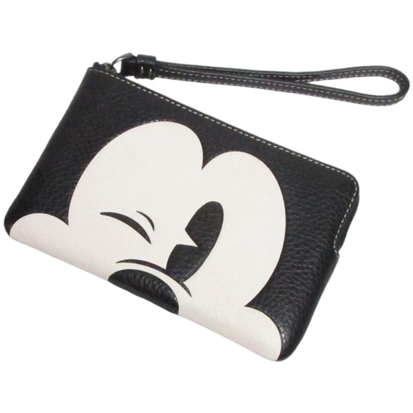 【コーチ×ディズニー】COACH×DISNEY コーチ アウトレット CN041 QB/M2 コーナー ジップ リストレット ウィンク ミッキーマウス  レザー 黒